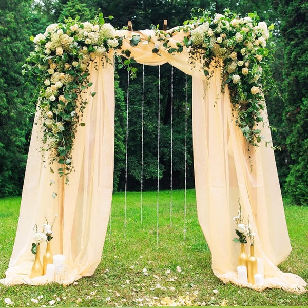 PARTISKY Arch Draping Fabric - 28 X 19Ft Champagne Wedding Backdrop Curtain for Party Decor