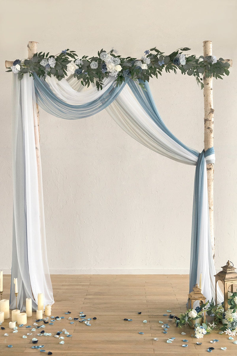 Blue and Navy Wedding Arch Drapes