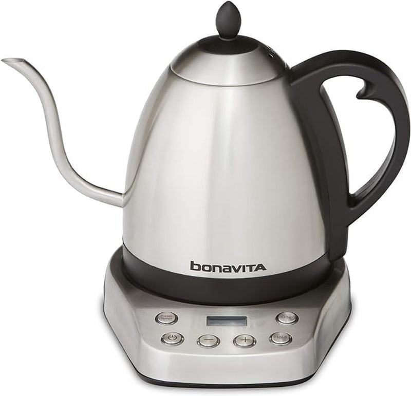 Bonavita 1 Liter Digital Variable Temperature Gooseneck Electric Kettle, Coffee Kettle Pour Over or Making Tea, Precise Control, 6 Preset, Commercial or Home Use, 1000 Watt (Stainless Base)