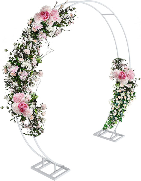 round Arch Backdrop Stand: 7.2 Ft Metal Double Hoop Balloon Garland Background Stand with Sturdy Base - Circle Photo Booth Decoration Frame for Wedding Ceremony Birthday Party Baby Shower