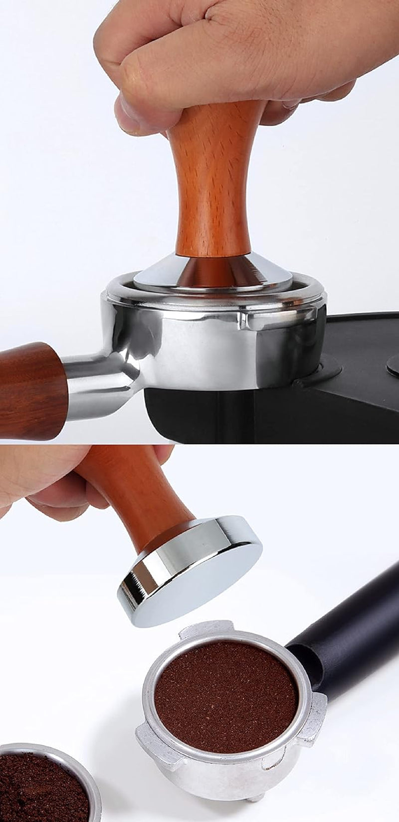 51mm Espresso Tamper-Premium Barista Coffee Tamper Coffee Tamper Classic Series Stainless Steel Espresso Tamper Coffee Press Tool Tamper Espresso Handle, 90x51mm, Solid wood, Stainless steel