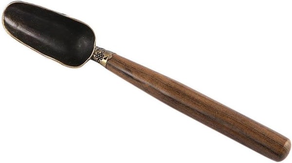 Vintage Loose Leaf Tea Scoop, Metal Tea Shovel with Wooden Handle, Multipurpose Coffee Scoop Teaspoon Measuring Shovel Spoon Household Tea Tool