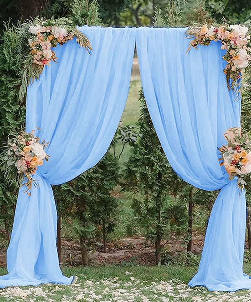 Wedding Arch Draping - Baby Blue Chiffon Fabric Panels 6 Yards - IndoorOutdoor Ceremony  Reception Backdrop