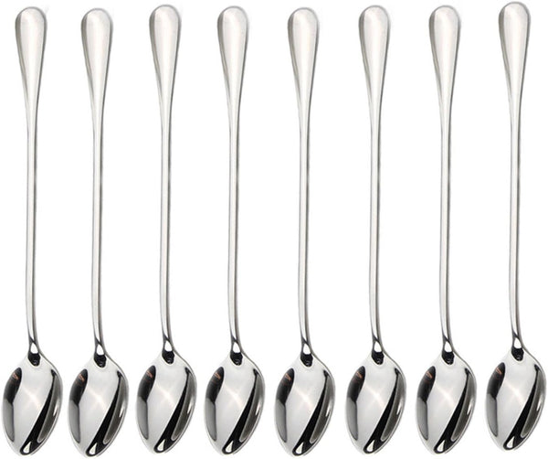 Long-handled ice tea spoon, cocktail stir spoons, stainless steel coffee spoons, ice cream scoop Set of 8