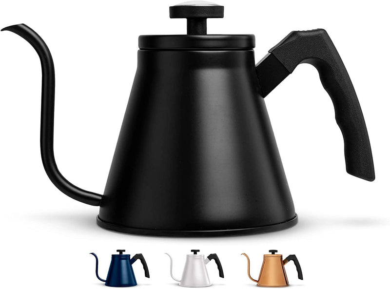 Kook Stovetop Gooseneck Kettle with Thermometer, for Pour Over Coffee & Tea, Temperature Gauge, Electric, Compatible for Gas Stovetop, 3 Ply Stainless Steel Base, 27 oz