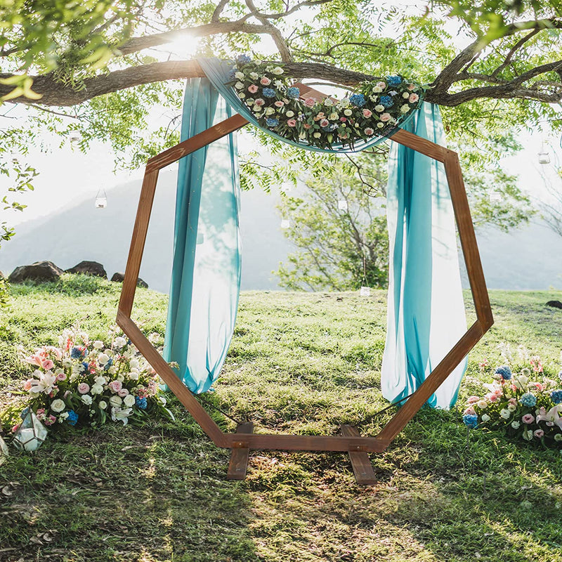 Wedding Arch 7.2FT, Heptagonal Wood Arch for Wedding Ceremony, Wedding Arbor Backdrop Stand for Garden Wedding, Parties, Indoor, Outdoor, Wooden Wedding Arch Rustic Farmhouse Theme