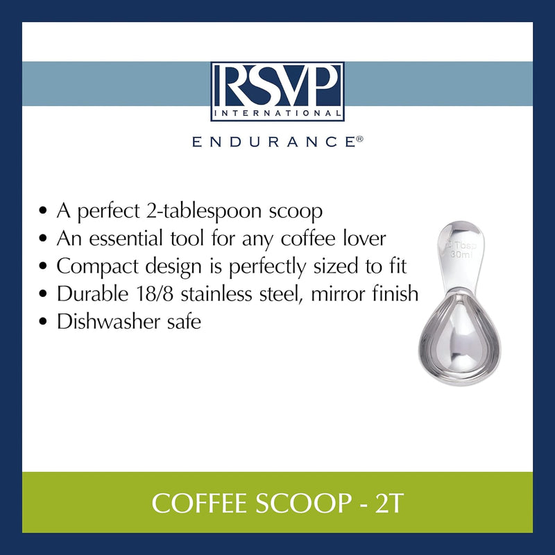 RSVP International Coffee Scoop Collection, 2-Tablespoon, Compact, Stainless Steel