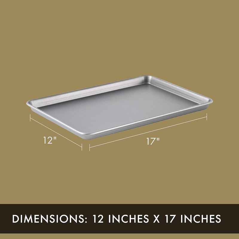 Calphalon Baking Sheets, Nonstick Baking Pans Set for Cookies and Cakes, 12 x 17 in, Set of 2, Silver