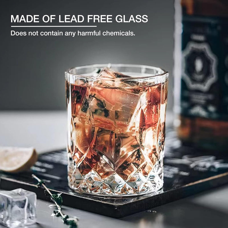 Qipecedm Drinking Glasses, 8 Piece Crystal Glass Cups, Mixed Glassware Set, 4 pcs Crystal Old Fashioned 11oz Highballs and 4 pcs 11oz Whiskey Glasses, Great for Cocktail, Whisky and other Beverages