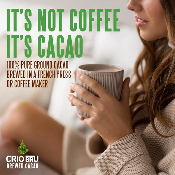 Crio Bru Welcome Starter Kit (2 10oz Bags + French Press) | Natural Healthy Brewed Cacao Drink | Great Substitute to Herbal Tea and Coffee | 99% Caffeine Free | Keto Honest Energy