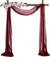 Wedding Arch Drapes, 18FT White Red Sheer Backdrop Curtain Chiffon Fabric Drapery Table Runner Sheer Voile Scarf Draping Panels for Wedding Archway Ceremony Curtain Valance Party Decoration