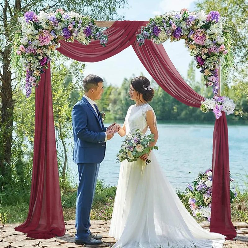 Burgundy Wedding Arch Draping Fabric - 18FT Chiffon Drapes for Backdrop