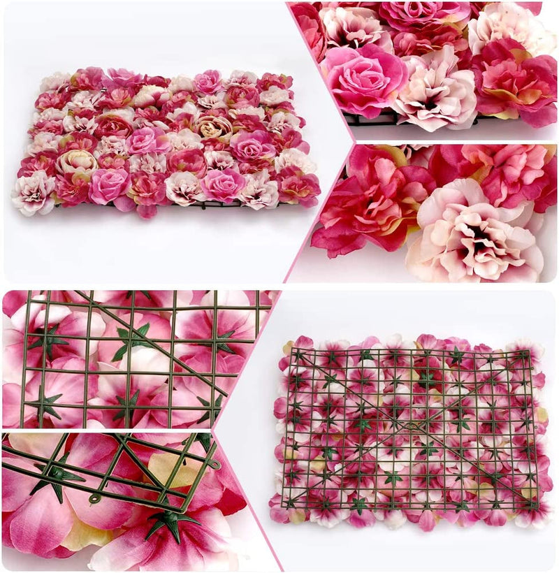 Artificial Flower Wall Screen - 60X40Cm - Red Rose Floral Backdrop