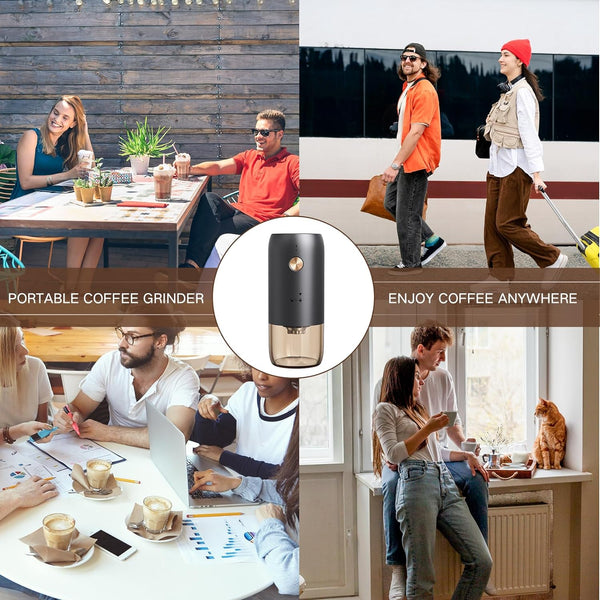 RealPero Electric Coffee Grinder, Portable Coffee Bean Grinder Upgraded Stainless Steel Conical Burr with Adjustable Setting Fine to Coarse,Faster Grinding for Office,Home,Camping,Travel,Black
