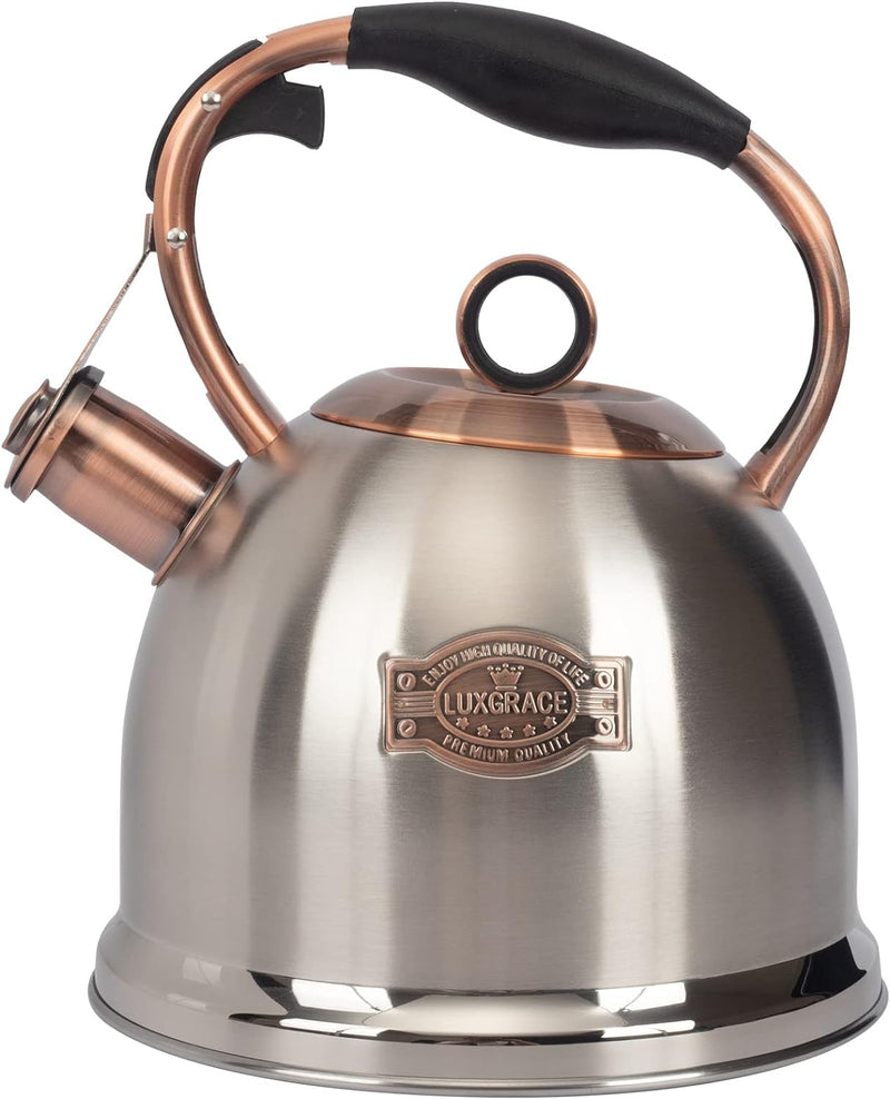 Whistling Stovetop Tea Kettle Food Grade Stainless Steel, Hot Water Fast to Boil for Stove Top-3.0Q