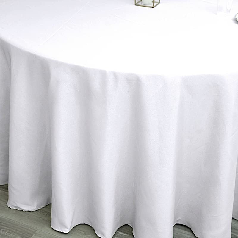10 White Round Tablecloths for Events and Weddings - 120 Inch Fabric Table Cover Linens