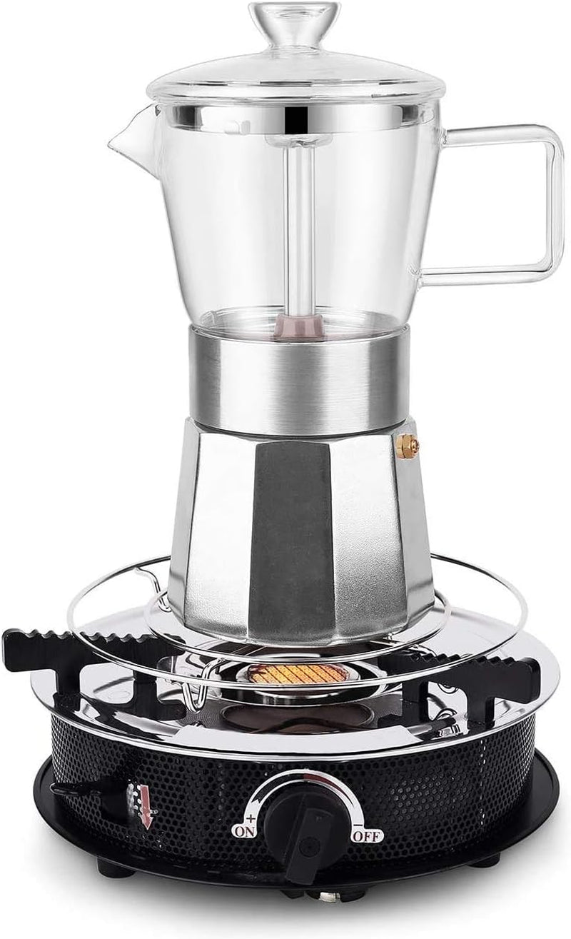 Geesta Premium Crystal Glass-Top Stovetop Espresso Moka Pot - 9 cup - Coffee Maker, 360ml/12.7oz/9 cup (espresso cup=40ml) Gift Idea for Husband Wife