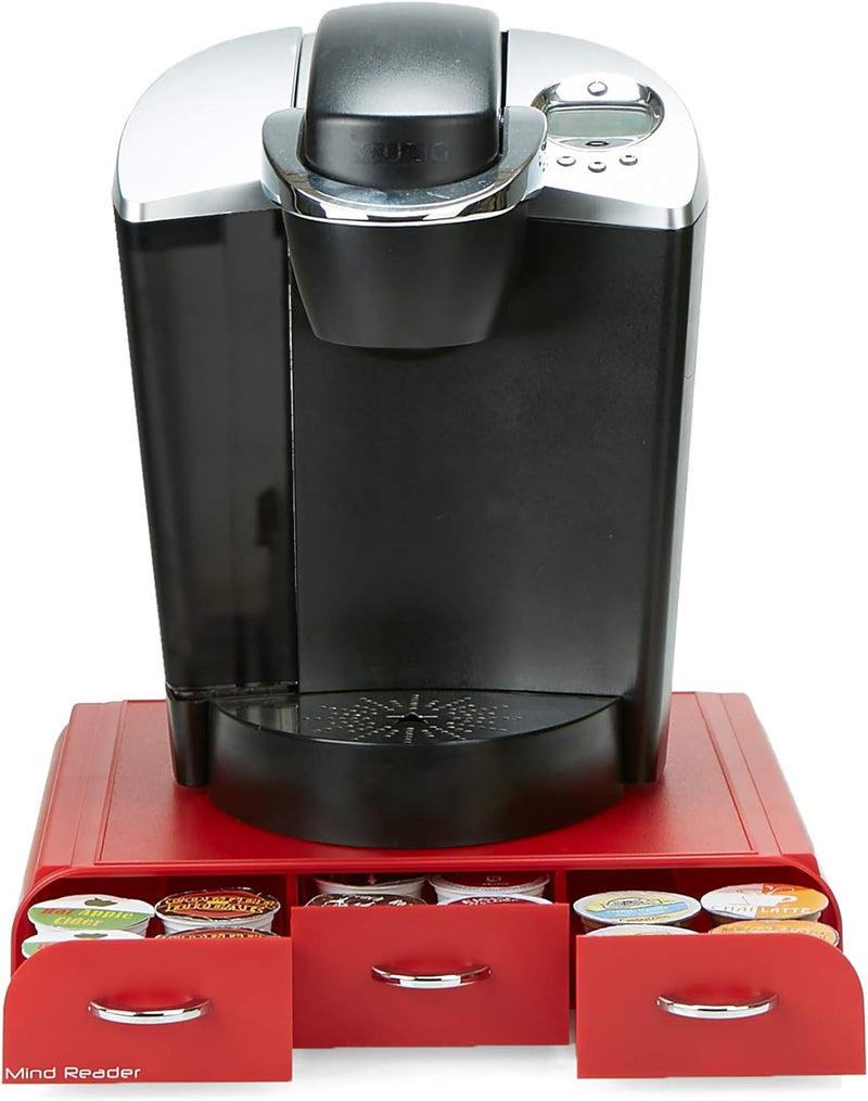 Mind Reader Single Serve Coffee Organizer with 3 Drawers 36 Pod Capacity, 13.5" L x 12.25" W x 2.5" H, Black