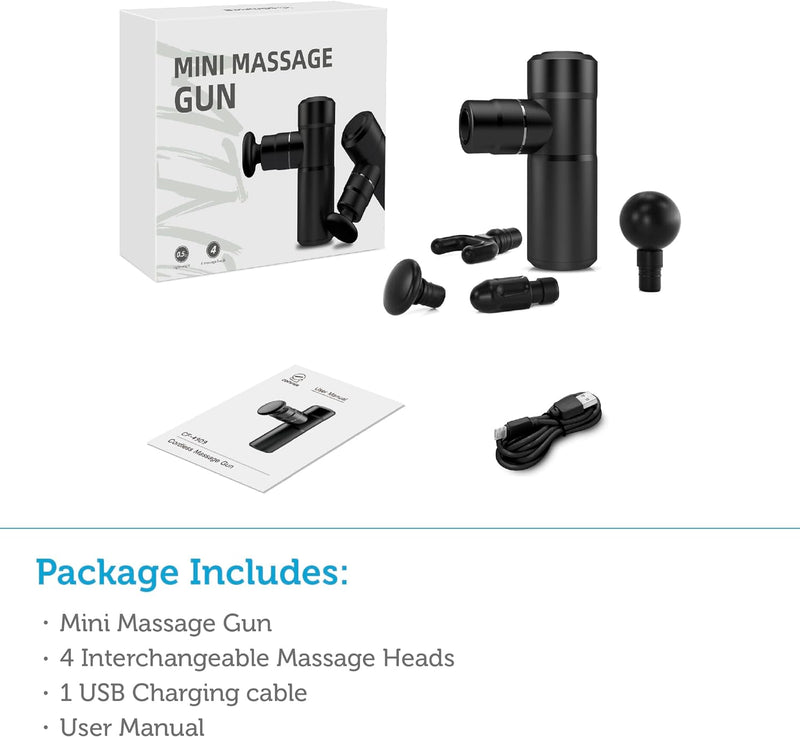 COMFIER Mini Massage Gun, Deep Tissue Massager Gun,USB Charging,Lightweight Portable Percussion Muscle Gun for Athletes,Gifts for Men,Women,Super Quiet Body Massage Gun for Neck,Back,Arm,Leg,Black