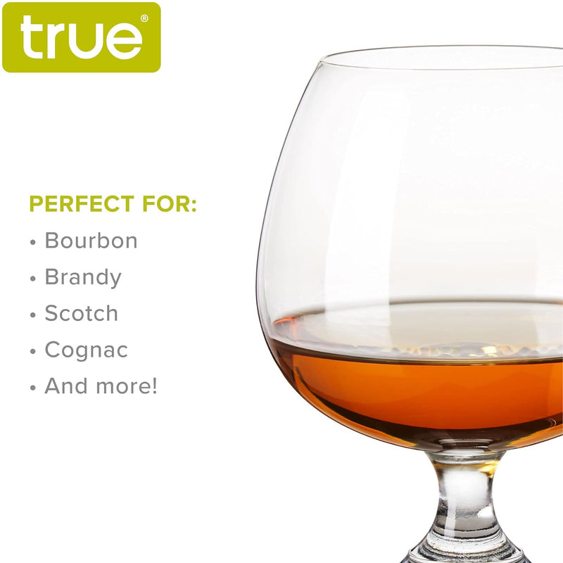 True Snifter Glasses Brandy Bowls, Cognac Balloon Glass for Bourbon, Whiskey, Whisky, Scotch, Stemmed cocktail glass set, 14 Ounce, Crystal, Set Of 4