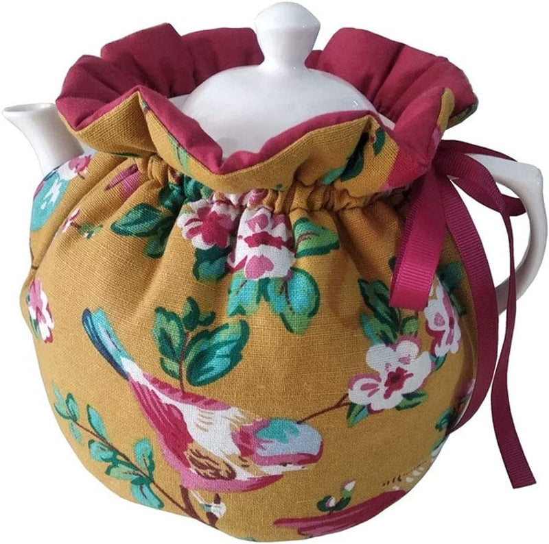 Yellow Daisy Tea Cosy, Cotton Vintage Floral Teapot Dust Cover Tea Cozies, Kitchen Home Decorative Tea Pots Cozy with Insulation Pad for Housewife, Friend, Mom