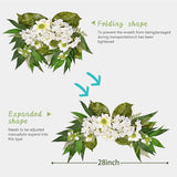 Fancyhoney Artificial Floral Swag Flowers for Wedding Arch, Spring Greenery Door Swags, Decorative Green Swag for Wedding Ceremony, Welcome Sign Flowers Coneflower & Hydrangea(32 Inch, White)