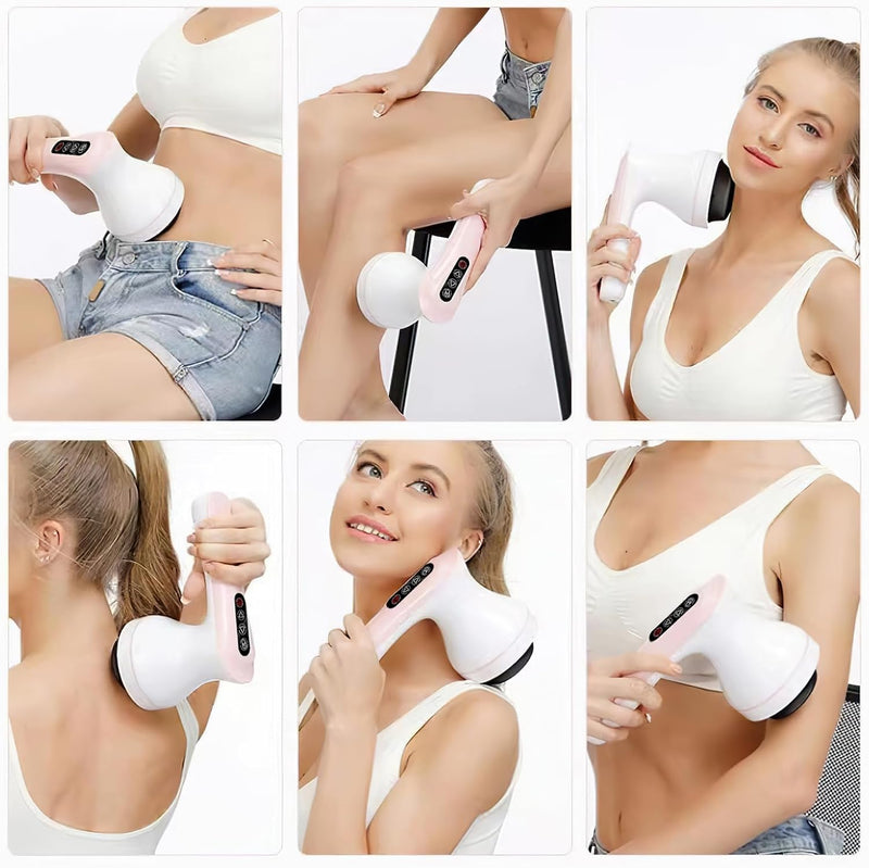 Handheld Electric Back Massager - Cordless Cellulite Massager Full Body Massager with 4 Massage Heads