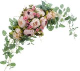 Wedding Arch Flowers Artificial Peony Eucalyptus Wreath Floral Swag Garland Decoration for Lintel Door Wall Ceremony Celebration Christmas Party