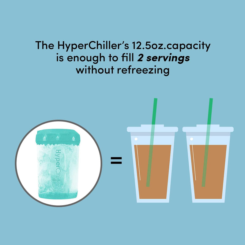 HyperChiller HC2AS Patented Iced Coffee/Beverage Cooler, NEW, IMPROVED,STRONGER AND MORE DURABLE! Ready in One Minute, Reusable for Iced Tea, Wine, Spirits, Alcohol, Juice, 12.5 Oz, Aqua Sky