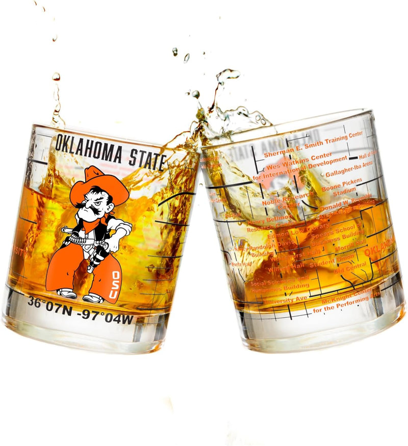 The University Of Alabama Whiskey Glass Set (2 Low Ball Glasses) - Contains Full Color Alabama Logo & Campus Map - Alabama Gift Idea for College Grads & Alumni - College Cocktail Glassware