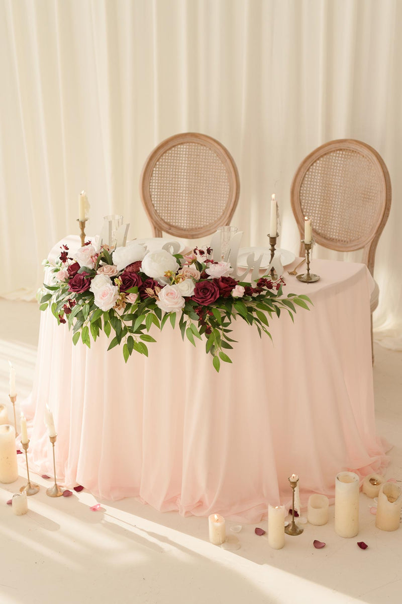 Marsala Flower Swag for Head Table - Romantic Design