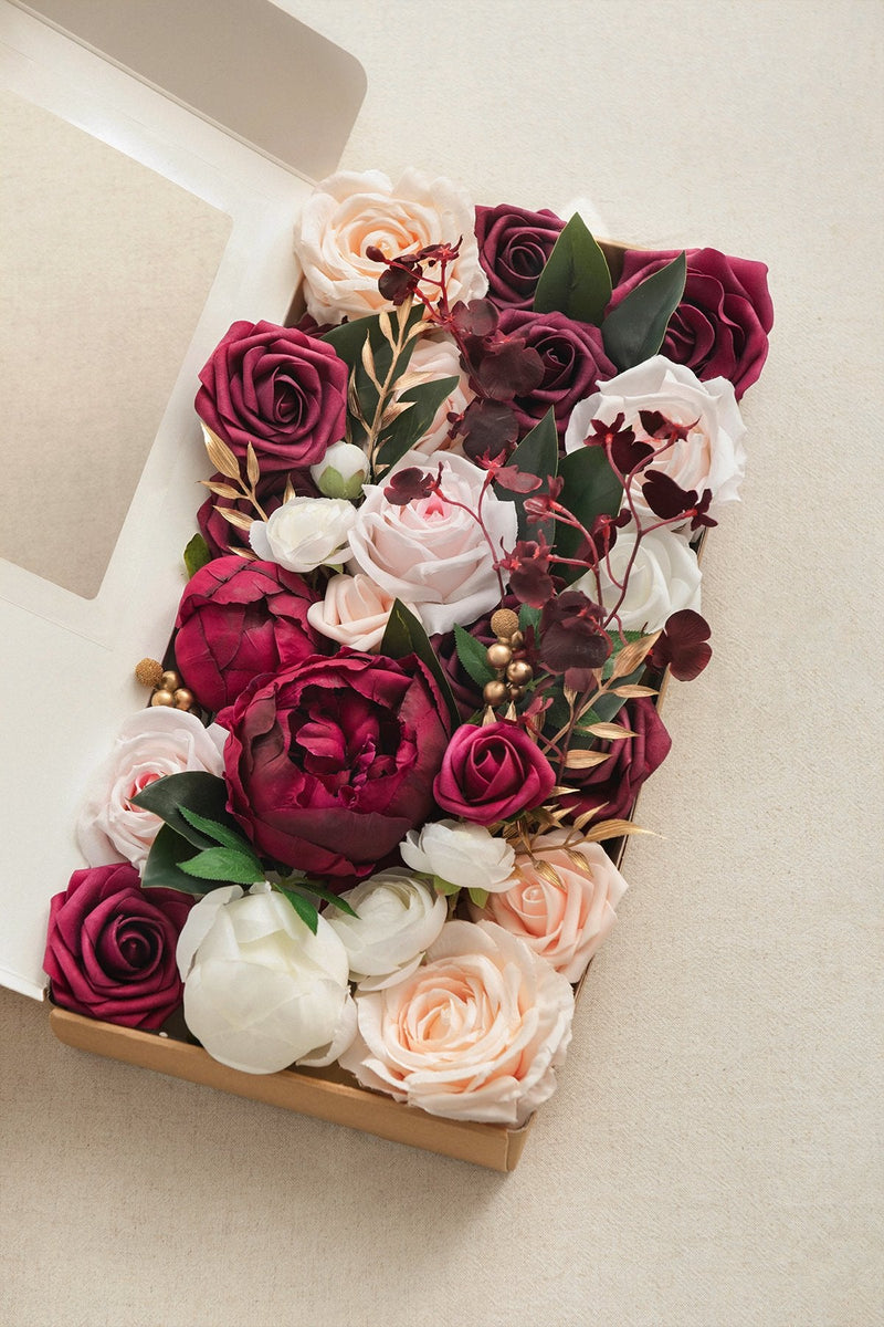 Romantic Marsala Designer Flower Boxes - DIY Style