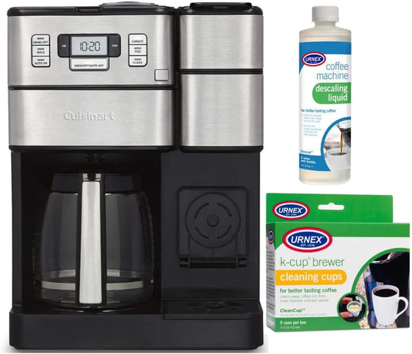 Cuisinart SS-GB1 2 IN 1 Coffee Center Grind and Brew & Single Serve K Cups With Cleaning Cups and Descaling Liquid Bundle (3 Items)