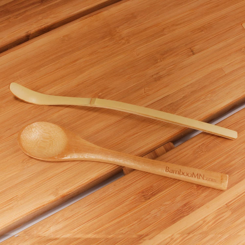 BambooMN Chashaku Matcha Tea Scoop Spoon Organic Bamboo Ceremonial Tea Utensil - Natural - 3 Pieces