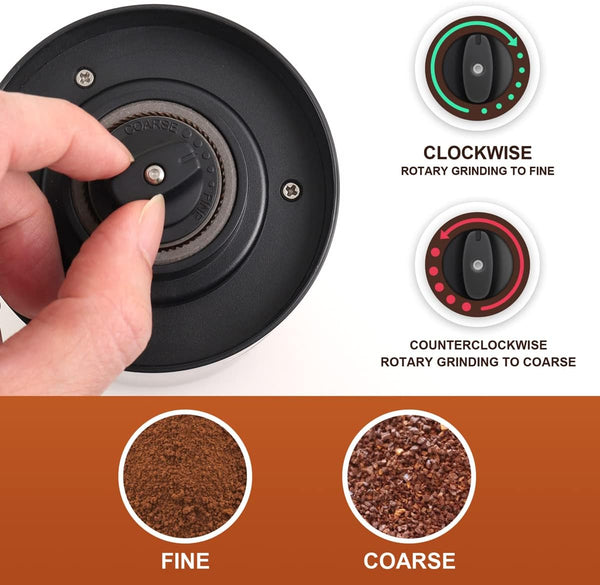 Coffee Grinder Electric with Adjustable Coarseness Ceramic Burrs, Portable One Touch Electric Spice Coffee Bean Grinder with Clean Brush, Type-C Charging, Black