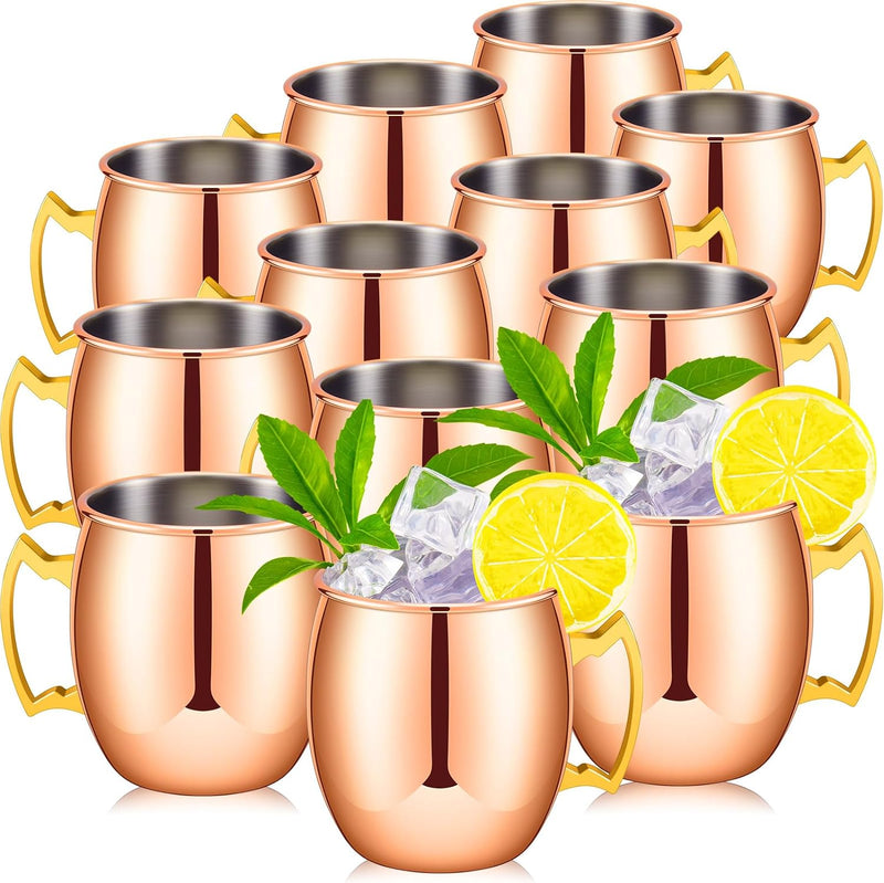 Tessco Set of 12 Moscow Mule Mugs Copper Mugs Moscow Mule Cups 19 oz Hammered Cups Copper Cups 304 Copper Plated Stainless Steel Mug for Chilled Drinks Coffee Wine 3.6 Inch (Rose Gold)