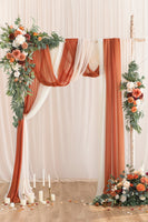 Flower Arch Decor with Drapes in Sunset Terracotta