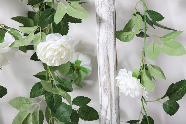 82Ft Artificial Peony Garland - Pack of 2 White Hanging Floral Vines for Wedding Decor