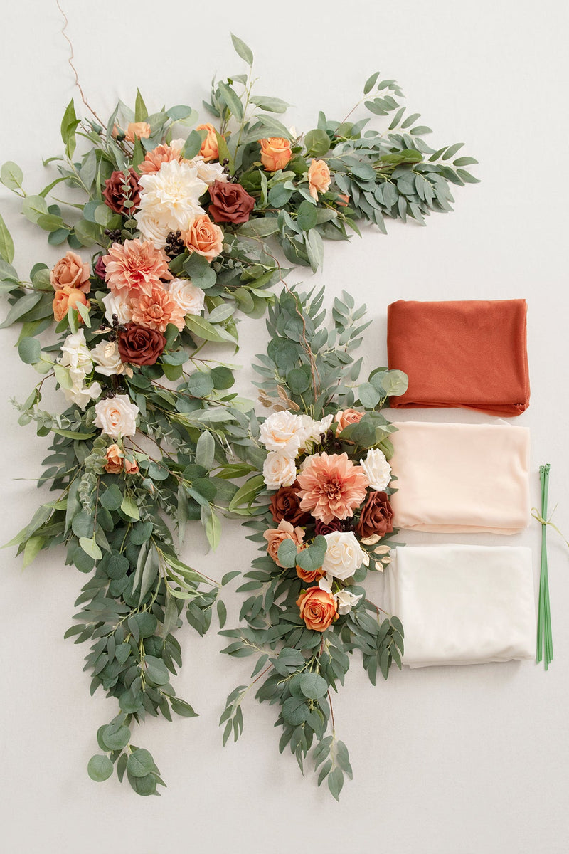 Sunset Terracotta Flower Arch Decor with Drapes