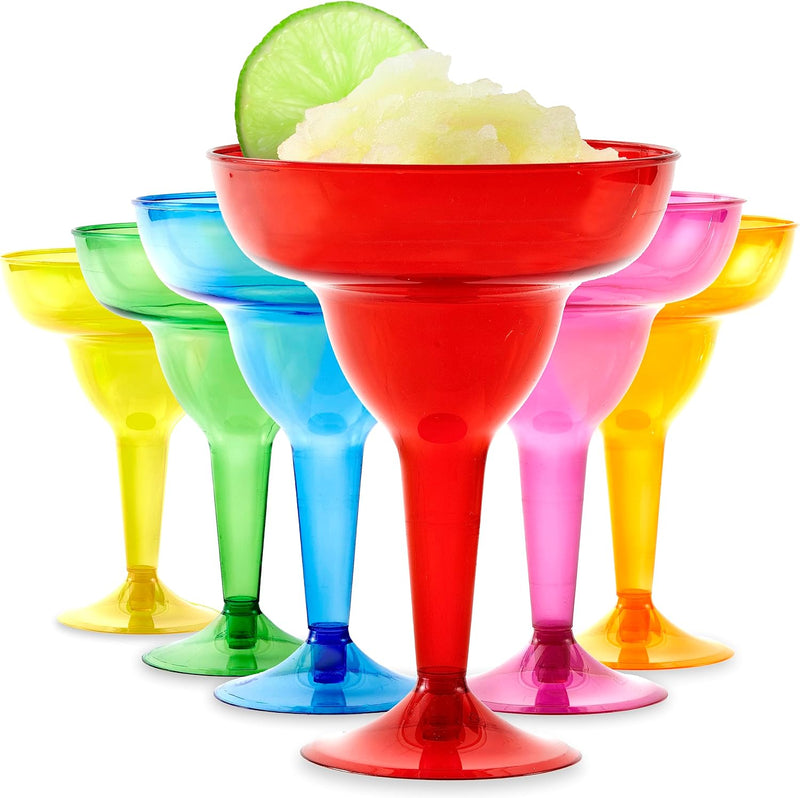 Stock Your Home Multicolor Plastic Margarita Glasses Disposable (Set of 48) Decorations for Cinco de Mayo Parties, Colorful Cocktail Cups for Tropical Party Supplies - Large 12 oz Hurricane Glasses