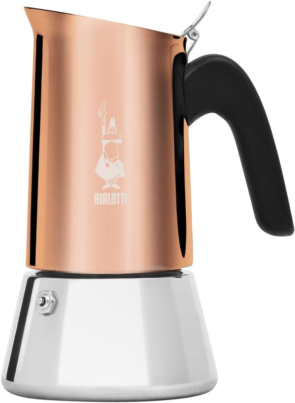 Bialetti - New Venus Induction, Stainless Steel Stovetop Espresso Coffee Maker, Suitable for all Types of Hobs, 6 Cups (7.9 Oz), Copper,Silver