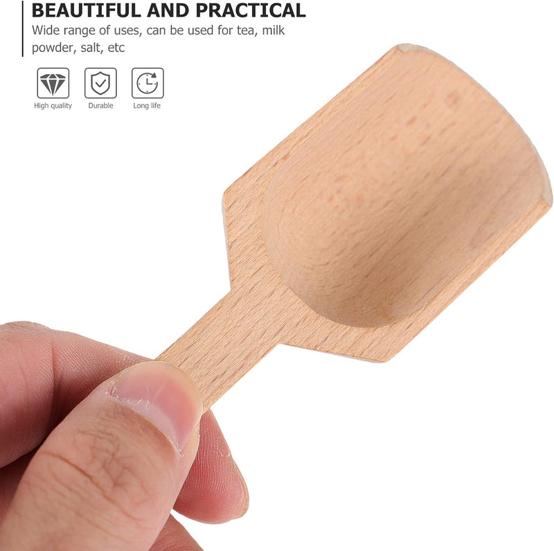 2Pcs salt scoop Wooden Scoop Bath Salt Scoops Unfinished Wood Scoop Multipurpose Scoop Spoon Large Tea Scooper with Handle Kitchen wooden spoon Utensils coffee scoop spoon