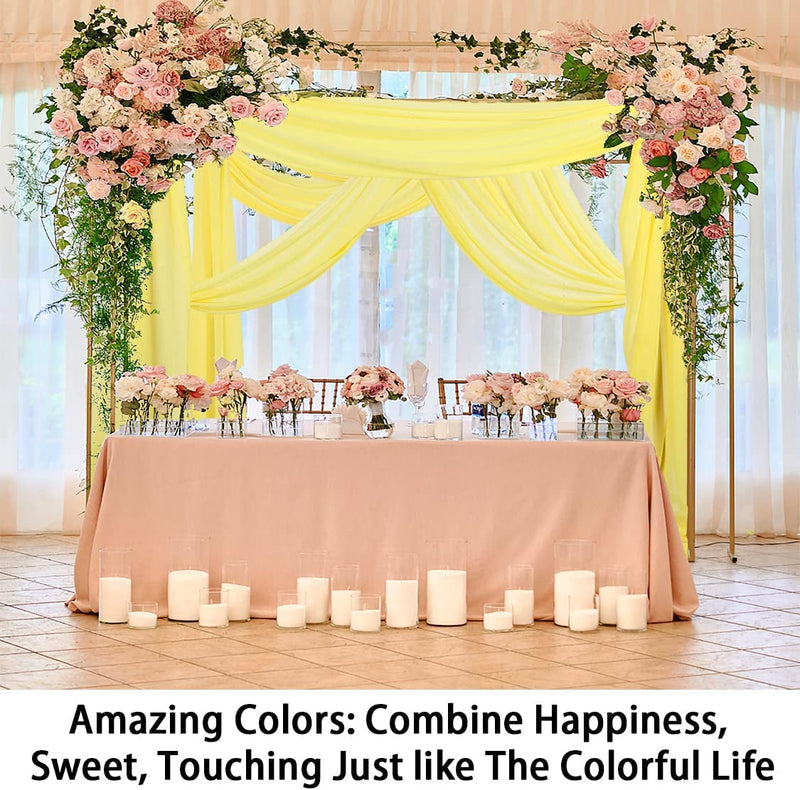 Yellow Chiffon Wedding Arch Drapes - 2 Panels 24Ftx20Ft Sheer Backdrop Curtains for Arches and Ceilings