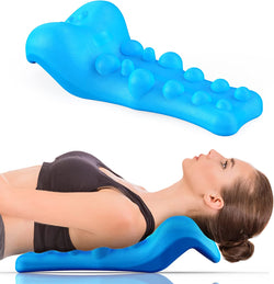 Neck and Shoulder Relaxer with Upper Back Massage Point, Cervical Traction Device Neck Stretcher for TMJ Pain Relief and Cervical Spine Alignment Chiropractic Pillow (Blue)