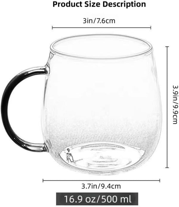 MAQQL Clear Glass Mug with Handle, Green Handle/16.9 oz, Thickened High Borosilicate Glass Mug for Large Glass Coffee Mugs with Handle, Drinking Mugs with Handle, or as a gift!