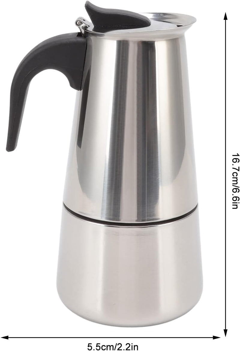 Coffe Pot, Stainless Steel Coffee Percolators Coffee Maker Percolator Pot Brew Coffee On Fire, Grill or Stovetop, No Bad Plastic Taste Ideal for Home, Camping and Travel(200ml)