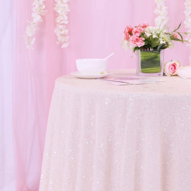 72 Ivory Sparkly Sequin Tablecloth - Wedding Table Linens