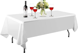 EMART 6 Pack Rectangle Tablecloth - 60 X 102 Inch White Polyester Banquet Table Cloths