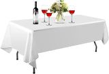 EMART 6 Pack Rectangle Tablecloth, 60 X 102 Inch White 100% Polyester Banquet Wedding Party Picnic Rectangular Table Cloths
