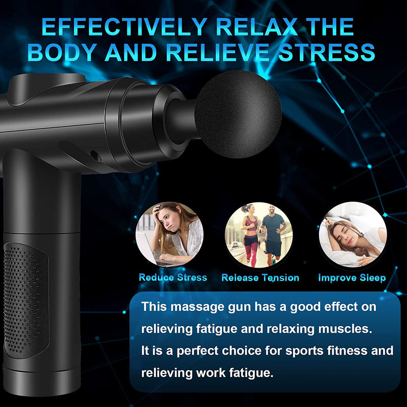 Massage Gun Deep Tissue, Muscle Percussion Massager with 30 Speeds, Quiet Electric Handheld Massagers with LCD Touch Screen 10 Heads for Athletes Shoulder Body Back Neck Relaxation (#2)